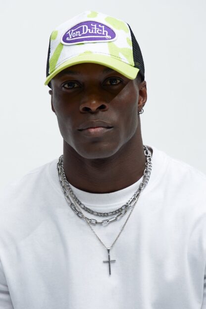 Gorra Trucker con Diseño de Salpicaduras - Verde Neón - Image 2
