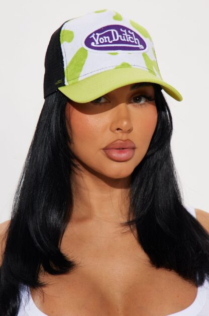 Gorra Trucker con Diseño de Salpicaduras - Verde Neón